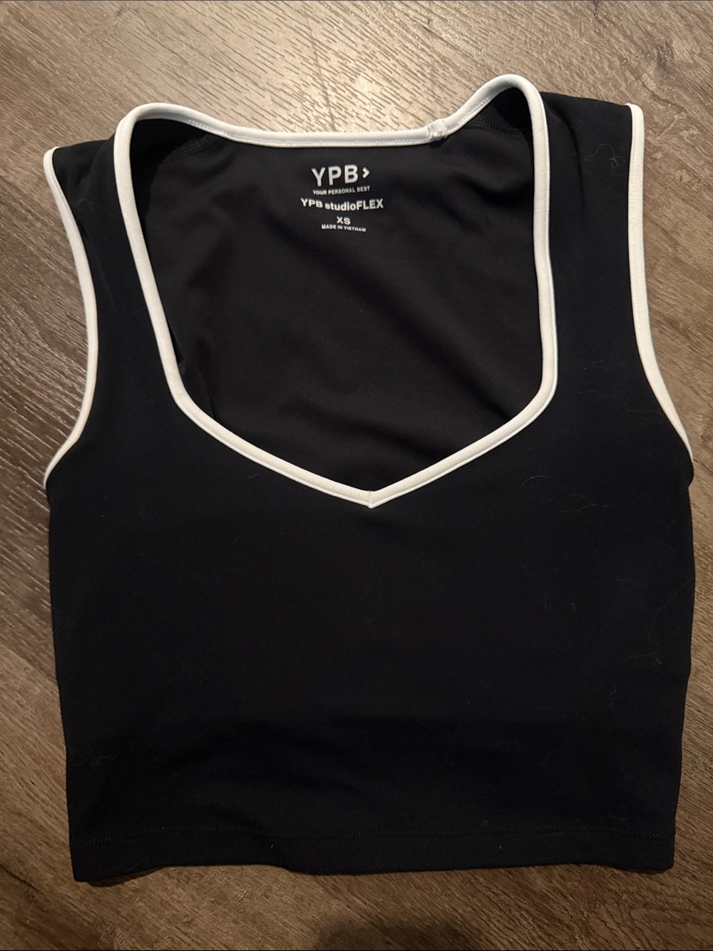YPB Abercrombie & Fitch Black Cropped V-Neck Tank with White Trim